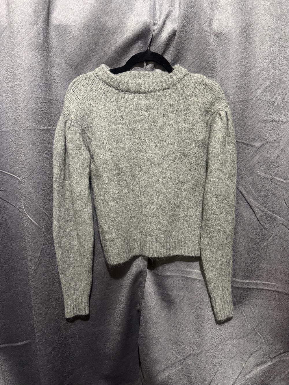 H&M Heather Gray Crewneck Puff-Sleeve Sweater